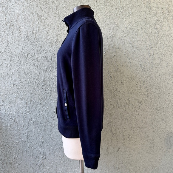 Ralph Lauren Navy Blue Jacket Size S Silver Logo Snap Military Stretch Cotton - Picture 3 of 12